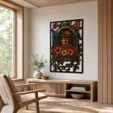 Cottage Window Box with Flowers and Lantern Colorful Metal Wall Art
