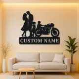 Personalized Classic Motorcycle Family of Four Metal Wall Art