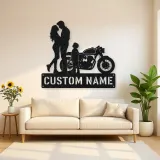 Personalized Cafe Racer Family of Three Metal Wall Art
