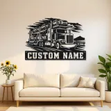 Personalized Car Carrier Semi Truck Metal Wall Art