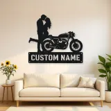 Personalized Cafe Racer Couple Metal Wall Art