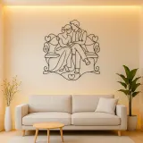Bench Cuddle Pair Metal Wall Art | Romantic Couple Decor