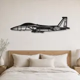 Silhouette di aereo F-15E Strike Eagle in metallo, Insegna in metallo per aerei, Decorazione da parete aviatore