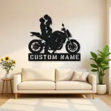 Personalized Modern Motorcycle Couple Metal Wall Art