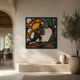 Basketball Player Driving toward the Hoop Colorful Metal Wall Art