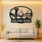 Personalized Golfer Metal Wall Art with Fairway Scene