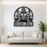 Personalized Gorilla Powerlifting Metal Wall Art for Gym Decor