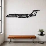 Insegna in metallo silhouette dell'aereo G550, Silhouette di aerei in metallo, Decorazione da parete aviatore