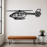 Insegna in metallo silhouette aereo H145, Silhouette aereo in metallo, Decorazione da parete aviatore