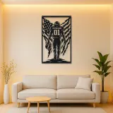 Personalized Number 01 Football Player American Flag Metal Wall Art
