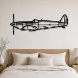 Silhouette d'avion Spitfire Mk. IX en métal, Décoration murale en métal, Décor aéronautique, Décor d'aviation