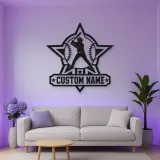 Personalized Baseball Batter Star Badge Metal Wall Art