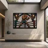 Boxing Champion Training inside the Ring Colorful Metal Wall Art