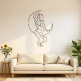 Drapierte Figur mit Mond Metall-Wandkunst | Himmlische Frauen-Dekoration
