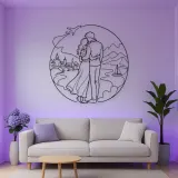 Travel Lovers Pose Metal Wall Art | Romantic Couple Decor