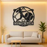Personalized Softball Batter Metal Wall Art with Diamond