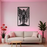 Personalized Number 01 Football Player American Flag Metal Wall Art