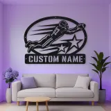 Personalized Number 87 Diving Receiver Stars Metal Wall Art
