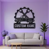 Personalized Vintage Pickup Truck Metal Wall Art with Wrench Detail