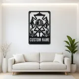 Personalized Firefighter Crest Metal Wall Art with Axes