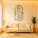 Woman in Botanical Arch Metal Wall Art | Botanical Woman Wall Decor