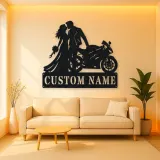 Personalized Biker Wedding Motorcycle Metal Wall Art