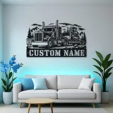 Personalized Heavy Haul Truck and Bulldozer Metal Wall Art