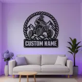 Personalized ATV Quad Rider Metal Wall Art with Mountain Trail