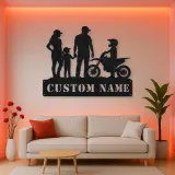 Personalized Motocross Family with Mini Dirt Bike Metal Wall Art