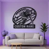 Personalized Running Back Stars and Stripes Metal Wall Art
