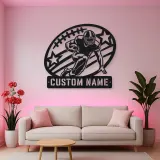 Personalized Running Back Stars and Stripes Metal Wall Art