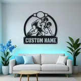 Personalized Wrestling Match Metal Wall Art with Belt Frame