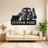 Personalized Backhoe Loader Front and Rear Bucket Metal Wall Art
