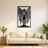 Personalized Number 01 Football Player American Flag Metal Wall Art
