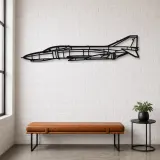Insegna in metallo silhouette aereo F-4C Phantom, Silhouette di aerei in metallo, Decorazione murale di aviazione, Decorazione per aviatori