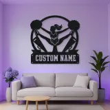 Personalized Cheerleader Metal Wall Art with Pom-Poms