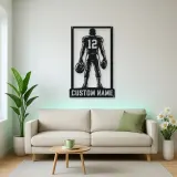 Personalized Number 12 Football Player Back View Metal Wall Art