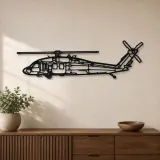 Silhouette en métal du UH-60 Black Hawk, Décoration murale en métal, Décor aéronautique, Décorateur aviateur