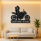 Personalized Modern Motorcycle Couple Metal Wall Art