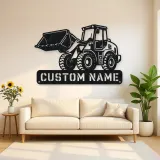 Personalized Compact Wheel Loader Raised Bucket Metal Wall Art