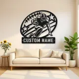 Personalized Running Back Stars and Stripes Metal Wall Art