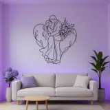 Flower Gift Lovers Metal Wall Art | Romantic Couple Decor
