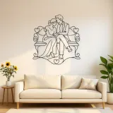 Décoration murale en métal "Couple sur un banc" | Décor romantique