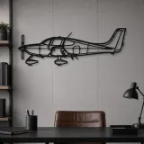 Silhouette in Metallo dell'Aereo SR22T GTS, Insegna in Metallo, Decorazione da Parete Aeronautica, Decorazione per Aviatori