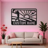 Personalized Golf Swing Metal Wall Art with Fairway