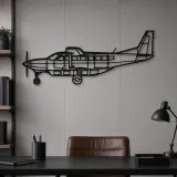 Silhouette en métal d'avion C208B Grand Caravan, Décoration murale en métal, Décor aéronautique, Cadeau pour aviateur