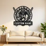 Personalized Number 54 Football Player Flame Metal Wall Art
