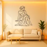 Seated Side Glance Metal Wall Art | Feminine Figure Wall Decor