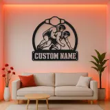 Personalized Wrestling Match Metal Wall Art with Belt Frame