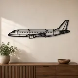 Silhouette en métal d'avion E175, décoration murale en métal, décoration aéronautique, cadeau pour aviateurs